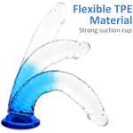 9.84 Inch Big Dildos With Suction Cup Adult Sex Toys, Flexible Crystal Butt Plugs With Curved Shaft For Women Men Anal,G Spot