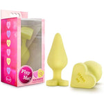 Naughty Candy Heart - Smooth Satin Silicone Heart Shaped Bottom Anal Butt Plug Sex Toy For Men And Women - Yellow