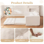 Loveseat Sleeper Sofa,55" Convertible Sofa Bed Couch Futon Couches For Living Room,3-In-1 Pull Out Floor Couch With Backrest And Pillows, White