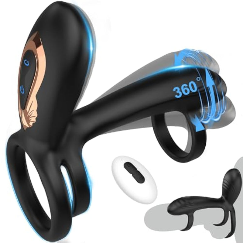 Vibrating Cock Ring With 360° Twisting G-Spot Stimulator – Penis Ring Couple Sex Toys With 10 Modes, Adult Toy For Clitoral & Testicle Stimulation, Penis Sleeve Extender Couples Vibrator For Men Women