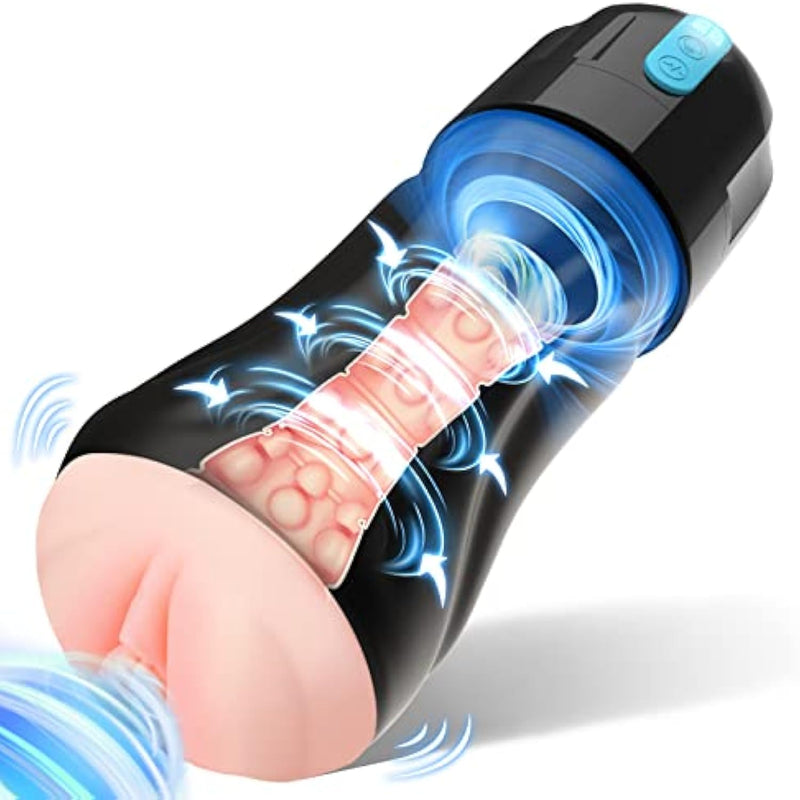 Adult Sex Toys For Men, Sucking Male Masturbator Penis Pump With 10 Vibration & 5 Suction, Super Soft Tpe 6.7" Channel Vibrating Hands Free Male Masturbators Cup Men Sex Toy Machine