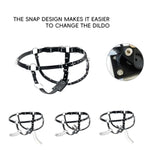 Bdsm Strapon Dildo Harness With Butt Plug – Double Penetration Adjustable Black Leather Dildo Belt For Couples – Fetish Strap Toy For Dominance & Submission Play (32"+Waist)