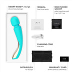 Smart Wand 2 Large All-Over Body Handheld Waterproof Vibrator And Wand Massager, Vibrating Massager For Her And Wand Massagers For Neck And Back With 10 Vibration Patterns, Aqua