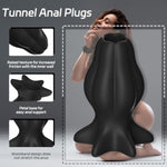Hollow Butt Plug With Matched Stopper Black Silicone Anal Dialator For Women Speculum Anus Tunnel Plug For Anal Peeping Sm Adult Sex Toys (Large)
