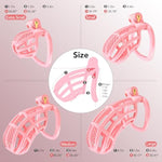 Male Cock Cage Chastity Device - Lightweight Plastic Chastity Cage For Man Penis Exercise 3D Printed Pink Large Adult Sex Toy With 4 Sizes Rings Invisible Lock And Key