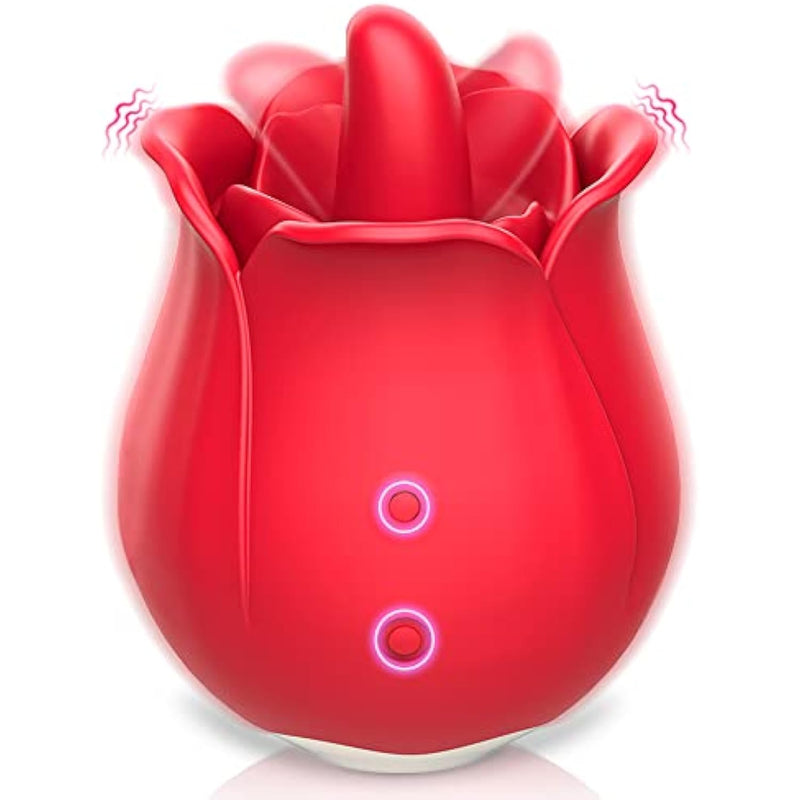 Rose Toy Vibrator For Women, Tongue Licking Mini Clitoral Vibrator Stimulator With 9 Vibrating Pleasure For Clitoris & Nipple Stimulation, Adult Sex Toys & Games For Women Couples