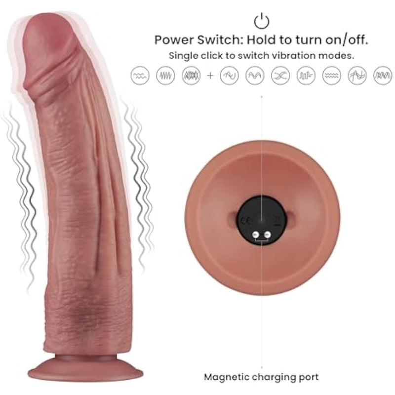 10.5" Anal Dildo Realistic Vibrating Large Butt Plug Fantasy Dildo Suction Cup With10 Strong Vibration Modes G-Spot Adult Sex Toys For Women Men Couples Consoladores