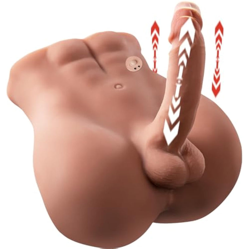 Male Sex Doll For Women With 7.1In Telescoping Huge Dildo, 11.5Lb Realistic Torso Sex Dolls For Men With Tight Anal, 2 In 1 Unisex Masturbator Sex Toy For Gay Couple, Brown