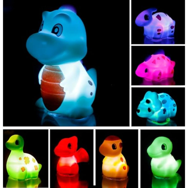 8Pack Dinosaur Light Up Bath Toy Set, Flashing Color Changing Light In Water, Floating Dino Bathtub Bathroom Tub Pool Showertoy For Kid Toddler Christmas Boys Gifts