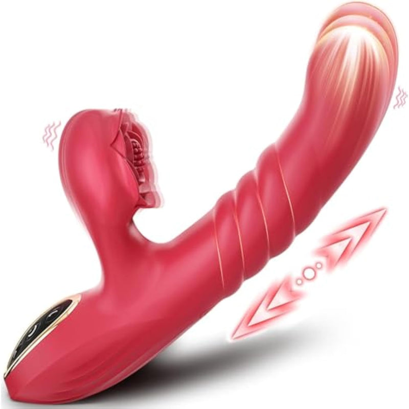 Sex Toys Thrusting Dildo Vibrator For Women, G Spot Clitoral Vibrator Dildos With 7 Thrusting & 7 Vibrating Modes, Waterproof Rabbit Vibrators Rose Sex Toy Stimulator Adult Sex Toys For Female Couples