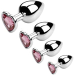 4-Piece Pink Stainless Steel Anal Plug Set – Smooth, Polished Metal In Xs, S, M, And L – Comfortable Tapered Design With Flared Base For Safety