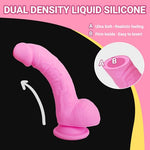 8 Inch Pink Realistic Silicone Dildo with Strong Suction Cup for Beginners
