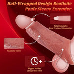 Realistic Penis Sleeve Extender Sex Toys For Men, Reusable Liquid Silicone Cock Sleeve Extension With Penis Ring Male Sex Toy, Pennis Extender Adult Sex Toys & Games Cockring
