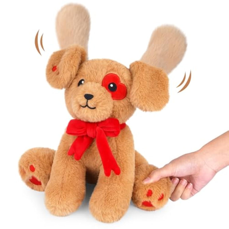 Love Dog Stuffed Animal - Interactive Stuffed Dog Toy With Air Pump To Make Ears Stand Up, Funny Birthday Gifts For Kids Girlfriend