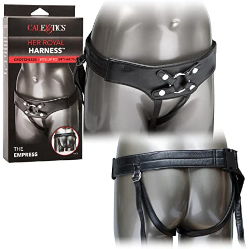Her Royal Harness The Empress – Premium Adjustable Bdsm Probe Strap O Plus Size Harness – Sex Toys For Couples And Women - Black