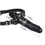 Double-Cock Lockable Realistic Penis Gag, Mouth Gag With Adjustable Leather Strap, Sm Dildo Gag(Long & Short)
