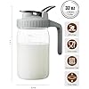 Breast Milk Pitcher, Mason Jar 32 oz, Heavy Duty Wide Mouth Jar with Flip Cap Lid and Pour Spout - Airtight Seal for Freshness and Convenience - Great for Cold Beverages, and Home Entertaining
