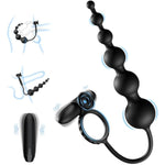 Anal Beads Butt Plug Bullet Vibrator Penis Cock Ring Adult Toys For Women Men, 10 Vibration Modes Prostate Massager Flexible Silicone Graduated Design Waterproof Anal Sex Toys For Couple Play
