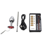 Sex Toys With Dilator Urethra Sounds Electro Shock Anal Plug Stimulation Chastity Devices Metal Penis Plug Set With Host Adult Butt Bdsm Bondage Sex Toy For Men (L)