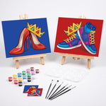 2 Pack Couples Paint Party Kits Pre Drawn Canvas For Adults Paint And Sip Kit Date Night Games For Couples Painting (8X10 Inches, Crown High Heel And Sneakers)