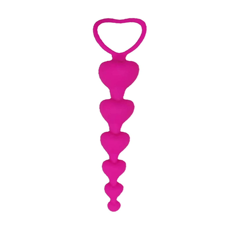 Silicone Anal Beads Butt Plug,7.28 Inch Flexible Anal Chain Butt Plug With 6 Gradual Balls And Pull Loop Prostate Massager G-Spot Stimulator Anal Training Sex Toy For Male Female Couple(Rose Red)