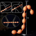 Double-Ended Butt Plug Liquid Silicone Extra Long Anal Chain with 8 Beads Anal Stretching SM Sex Toys for Lesbianism Couples (S)