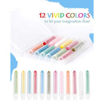 12 Color Dustless Chalk Set with Holder, Non-Toxic Mess-Free Art Supplies for Kids