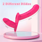 Strap On Dildo Strapon Vibrating Dildo Strap On Harness Double Dildos Lesbian Sex Toys Couples Adult Toys Adjustable Strapless Dildos 10 Vibration Remote Control Wearable Vibrator