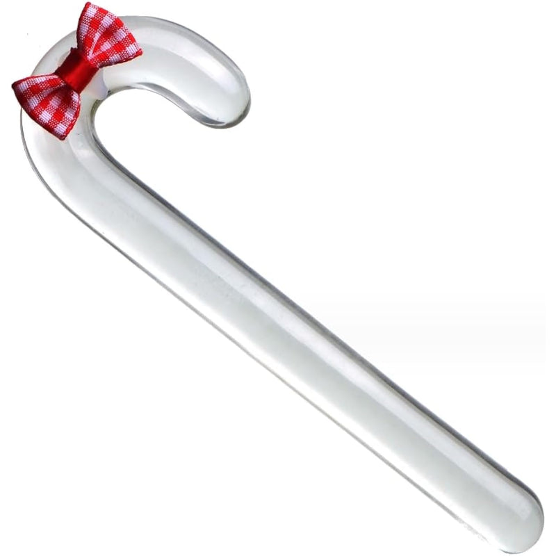 Glass Sex Toy Wand Double-Ended Butt Plug Anal Beads G-Spot Stimulation To Dildo Christmas Gift Candy Cane Unisex Anal Butt Plug For Men Women (16Cm, Bow)