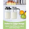32oz Glass Pitcher with Lid & V-shaped Pour Spout - 1 Quart Breastmilk Pitcher Double Leak Proof, Creamer Container for Sun Tea, Juice, Cold Brew Coffee, Breastmilk Storage Container
