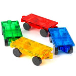 4 Pcs Magnetic Tile Cars, Construction Truck Building Toys for Kids Ages 3+