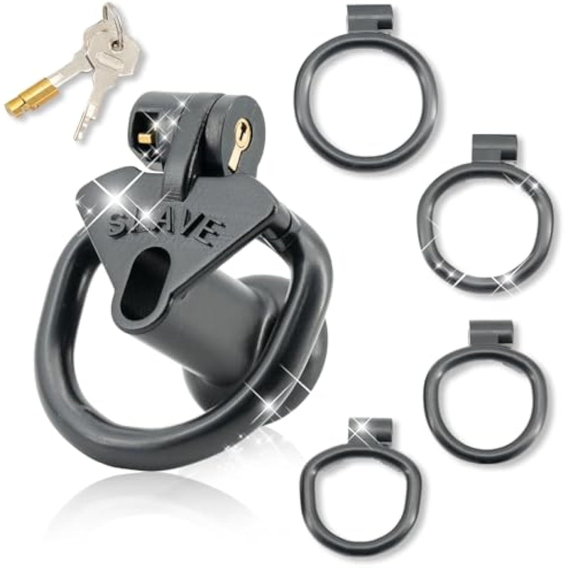 Lightweight Breathable Chastity Devices Set With 4 Penisrings Inverted Sissy Cock Cage Sm Adult Sex Toys Chastity Lock (Black,Large)