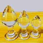 3Pcs Crystal Glass Anal Butt Plug Set + 3Pcs Crystal Rose Glass Butt Plug Set