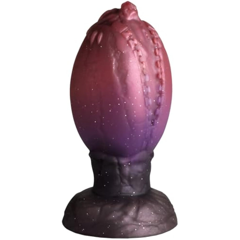 Dragon Hatch Silicone Egg For Men, Women, & Couples. Squishy, Thick And Textured Fantasy Large Egg Plug. Harness Compatible, Wide Base. 1 Piece. Purple.