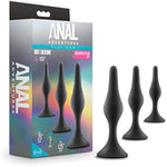 Anal Adventures Platinum Silicone Beginner Plug Kit - Three Different Sized Tapered Plugs For Anal Training - Comfortable Base For Safety And Long Term Wear - Sex Toys