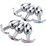 Stainless Steel Anal Plug For Wearing Ship Anchors Pulling Butt Plug G-Point Dilator For Jewel Base Adult Sexual Toy(Blue,L)