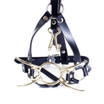 Y-Shape Restraint Head Harness Nose Hook With Metal Spider Ring Gag Bondage Mouth Gags Sex Toys For Couples (Gold)