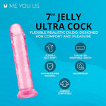 Ultra Cock Jelly Dong, Pink, 7 Inch, Realistic Flexible Dildo