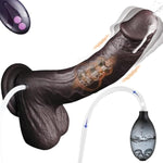 8.46" Black Squirting Dildo Realistic Ejaculating Toy, Silicone Real Skin Ejaculating Dildo With 7 Vibrating Modes, Curved Electric Penis For G-Spot Anal Play, Sex Toys For Women Men