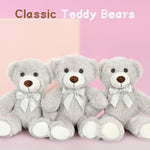 Bulk Teddy Bear Baby Shower, 10 Packs Small Gray Teddy Bear Stuffed Animals In Bulk,13.5" Small Stuffed Bears Plush For Wedding,Birthday,Christmas, Party Decorations