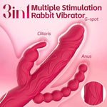 Rabbit G Spot Dildo Vibrator Adult Sex Toys For Women, 3 In 1 Vaginal Anal Beads Clitoris Double 10 Vibration Modes Silicone Nipple Stimulator Massager For Female Couple Play & Games