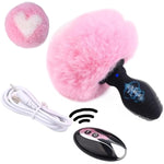 Bunny Tail Butt Plug Vibrating Buttplug Remote Anal Plug Vibrator Furry Tail Plug Faux Fur Silicone Analplug Sex Things For Couples Kinky Toy For Role Play Women Prostate Sexual Stimulation Device
