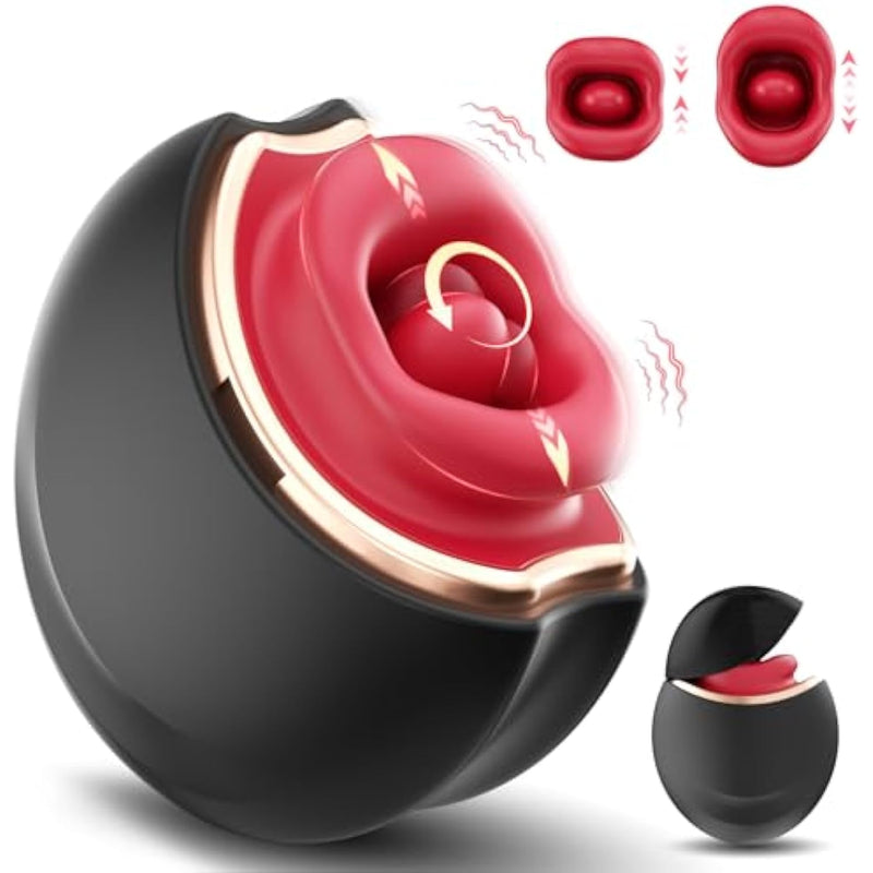 Vibrator Sex Toys For Women, 10 Tongue Licking Vibration Mode, Mouth-Shaped Biting Vibrators, Clit Nipple Rose Adult Sex Toys, Tongue Vibrator Sex Toy Clitoral Stimulation Pleasure Tools