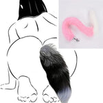 Butt Plug Fox Tail Cosplay Anal Plug Anal Butt Plug Adult Sex Toys For Beginner Women Men Couple (31" Pink-White-1)
