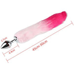 Dip Dye Pink Foxes Tail Anal Butt Plug Medical Grade Stainless Steel Hypoallergenic Anus Women Men Sexual Show Animal Costume Play Sex Toy (Size:S)