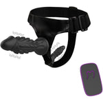 Harness Strap-On Dildos With 2 Silicone Dildos And 10 Strong Vibration Modes, Sex Toys With Adjustable Strap For Female Couple Lesbian, Anal G-Spot Stimulation Realistic Dildo, Black