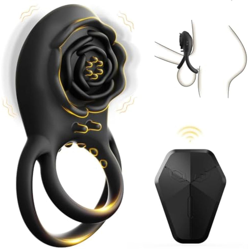 Vibrating Cock Ring Adult Sex Toys For Men, Silicone Penis Ring With Rose Clitoral Vibrator Couples Sex Toys, 8 Vibrations Adult Male Sex Toy Remote Control Vibrators For Men Female Couple Pleasure