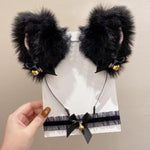 Anal Butt Plug Tail Set With Tail Set, Fox Cat Tail Butt Plug Cat Ears Headband Nipple Clamps Sex Chokers For Woman Bdsm Choker Sex Toy For Couple Woman (Black)