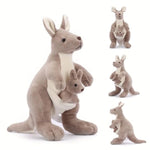 9.84" Kangaroo Plush Toy With Baby Joey, Cute Stuffed Animal Doll, Soft Cuddly Kangaroo Mom And Baby, Perfect Birthday For Kids, Friends, Home Decoration