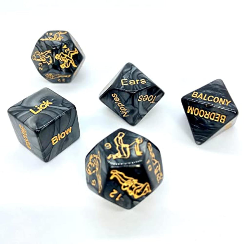 Premium Sex Dice Game With Sex Positions, Perfect For Couples Date Night, Anniversary, 5 Black Set